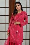 Buy_Seams Pret And Couture_Pink Georgette Embroidery Sequin Round Kurta Sharara Set _Online_at_Aza_Fashions