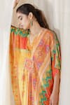 Buy_The Boozy Button_Multi Color Moroccan Silk Digital V Shape Of You Kaftan  _Online_at_Aza_Fashions