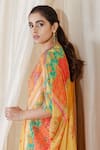 Shop_The Boozy Button_Multi Color Moroccan Silk Digital V Shape Of You Kaftan  _Online_at_Aza_Fashions