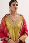Heena Kochhar_Yellow Chanderi Kurta Lehenga Set_Online_at_Aza_Fashions