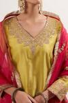 Buy_Heena Kochhar_Yellow Chanderi Kurta Lehenga Set_Online_at_Aza_Fashions