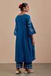 Shop_Priya Chaudhary_Blue Chanderi Silk Embroidered Kurta Pant Set_at_Aza_Fashions