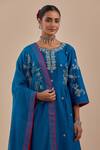 Shop_Priya Chaudhary_Blue Chanderi Silk Embroidered Kurta Pant Set_Online_at_Aza_Fashions
