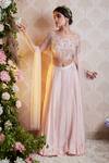 Buy_Soha By Harleen And Sona_Pink Blouse Organza, Lehenga Silk And Dupatta Net Glass Beads, Aniyah Set_at_Aza_Fashions