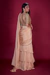 Shop_Soha by Harleen and Sona_Gold Blouse Bamberg Silk And Saree Chinnon Eira Pre-draped With  _at_Aza_Fashions