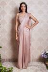 Buy_Soha by Harleen and Sona_Pink Embroidery Sequins V Neck Freya Pre-stitched Saree With Blouse _at_Aza_Fashions