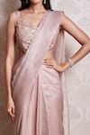 Buy_Soha by Harleen and Sona_Pink Embroidery Sequins V Neck Freya Pre-stitched Saree With Blouse _Online_at_Aza_Fashions