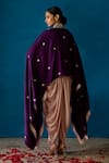 Shop_Soha by Harleen and Sona_Purple Cape Bamberg Silk And Dhoti Satin Embroidery Zardozi & Aisha & Pant Set _at_Aza_Fashions