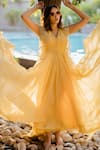 Buy_Nikita Vishakha_Yellow Organza Handkerchief Dress With Shrug_Online_at_Aza_Fashions