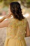 Nikita Vishakha_Yellow Organza Handkerchief Dress With Shrug_at_Aza_Fashions