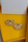 ZARIIN_Gold Plated Pearls, Crystals Azra Stud Earrings_Online_at_Aza_Fashions