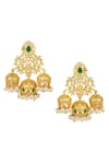 Buy_Zariin_Gold Plated Pearl Beads And Cubic Zirconia Sahana Jhumka Earrings _at_Aza_Fashions