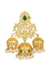 Buy_Zariin_Gold Plated Pearl Beads And Cubic Zirconia Sahana Jhumka Earrings _Online_at_Aza_Fashions