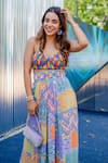 Shop_Nirmooha_Multi Color Georgette Printed Skirt _Online_at_Aza_Fashions