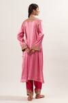 Shop_Heena Kochhar_Pink Mashroo Embroidered Kurta Salwar Set_at_Aza_Fashions
