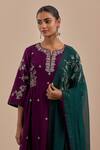 Shop_Priya Chaudhary_Green Chanderi Embroidered Chita Dupatta_at_Aza_Fashions