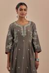 Buy_Priya Chaudhary_Grey Chanderi Silk Embroidered Kurta_Online_at_Aza_Fashions