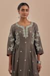 Shop_Priya Chaudhary_Grey Chanderi Silk Embroidered Kurta And Pant Set_Online_at_Aza_Fashions