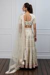 Shop_Shian_White Dupion Silk Pearl Round Leather Embellished Lehenga Set _at_Aza_Fashions