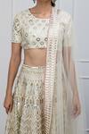 Shop_Shian_White Dupion Silk Pearl Round Leather Embellished Lehenga Set _Online_at_Aza_Fashions