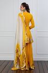 Shop_Shian_Yellow Georgette Mirror Work U Neck Embroidered Sharara Set _at_Aza_Fashions