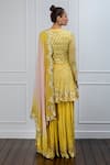 Shop_Shian_Yellow Georgette Mirror Work Round Embroidered Kurta Sharara Set _at_Aza_Fashions