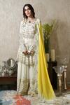 Buy_Shian_Beige Georgette Zardozi Round Embroidered Peplum Sharara Set _at_Aza_Fashions