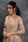 Shop_Shian_Peach Georgette Zardozi Round Dori Embroidered Peplum And Sharara Set _Online_at_Aza_Fashions