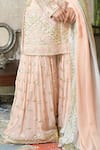 Buy_Shian_Peach Georgette Embroidered Gota Notched Sharara Set  _Online_at_Aza_Fashions