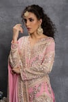 Shop_Shian_Pink Georgette Embroidered Gota Notched Gharara Set  _Online_at_Aza_Fashions