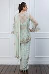 Shop_Shian_Green Organza, Georgette Zardozi Round Pre-stitched Saree Set With Jacket _at_Aza_Fashions