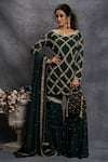Buy_Shian_Green Georgette Zari Boat Moti Embroidered Sharara Set _at_Aza_Fashions
