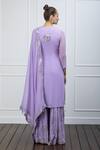 Shop_Shian_Purple Georgette Leather Notched Embellished Kurta Sharara Set  _at_Aza_Fashions