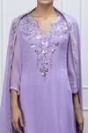Shian_Purple Georgette Leather Notched Embellished Kurta Sharara Set  _at_Aza_Fashions