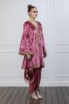Shian_Pink Velvet Embroidered Kurta And Dhoti Pant Set_Online_at_Aza_Fashions