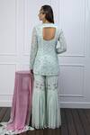 Shop_Shian_Green Georgette Cutdana, Mirror Work, Pearls, Hand Embellished Kurta Gharara Set _at_Aza_Fashions