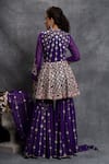 Shop_Shian_Purple Georgette Floral Motifs, Thread Work, Embroidered Kurta And Sharara Set _at_Aza_Fashions