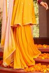 Shian_Yellow Georgette Gota , Sequin Scoop Neck Embroidered Kurta Sharara Set _Online_at_Aza_Fashions