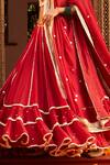 Shian_Red Georgette, Dupion Silk Gota Work, Sequin Hand Embroidered Bridal Lehenga Set _Online_at_Aza_Fashions