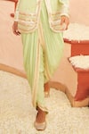 Shop_Shian_Green Crepe Embroidered Gota Notched Jacket And Dhoti Pant Set  _at_Aza_Fashions