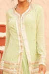 Shian_Green Crepe Embroidered Gota Notched Jacket And Dhoti Pant Set  _Online_at_Aza_Fashions