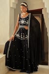 Buy_Shian_Black Georgette Embroidered Kurta Sharara Set_at_Aza_Fashions