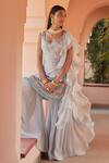 Buy_Shian_Grey Georgette Embroidered Kurta Sharara Set_at_Aza_Fashions
