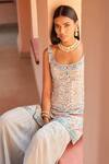 Shian_Grey Georgette Embroidered Kurta Sharara Set_Online_at_Aza_Fashions