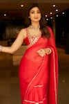 Buy_Gopi Vaid_Red Saree Georgette Embroidered Floral Sweetheart Neck Pre-draped With Blouse_Online_at_Aza_Fashions