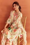 Gopi Vaid_Yellow Cotton Silk Floral Print Kurta Sharara Set_Online_at_Aza_Fashions