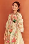 Gopi Vaid_Yellow Cotton Silk Floral Print Kurta Sharara Set_at_Aza_Fashions