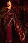 Buy_Torani_Red Floral Print Saree_at_Aza_Fashions