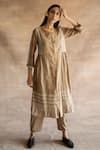 Buy_Swatti Kapoor_Beige Handwoven Chanderi Printed Block Round Shima Kurta  _at_Aza_Fashions