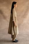 Swatti Kapoor_Beige Handwoven Chanderi Printed Block Round Shima Kurta  _Online_at_Aza_Fashions